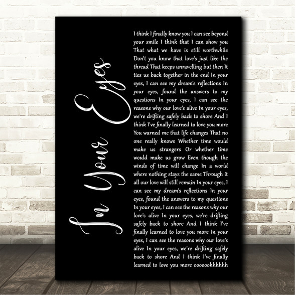 George Benson In Your Eyes Black Script Song Lyric Print