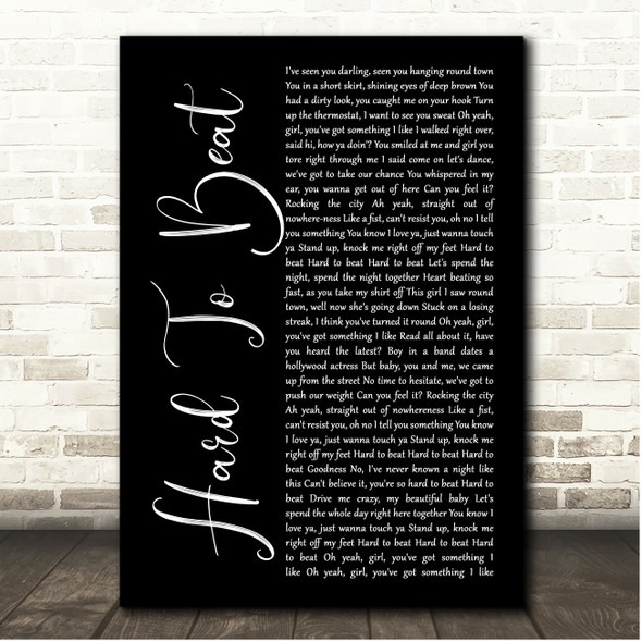 Hard-Fi Hard To Beat Black Script Song Lyric Print
