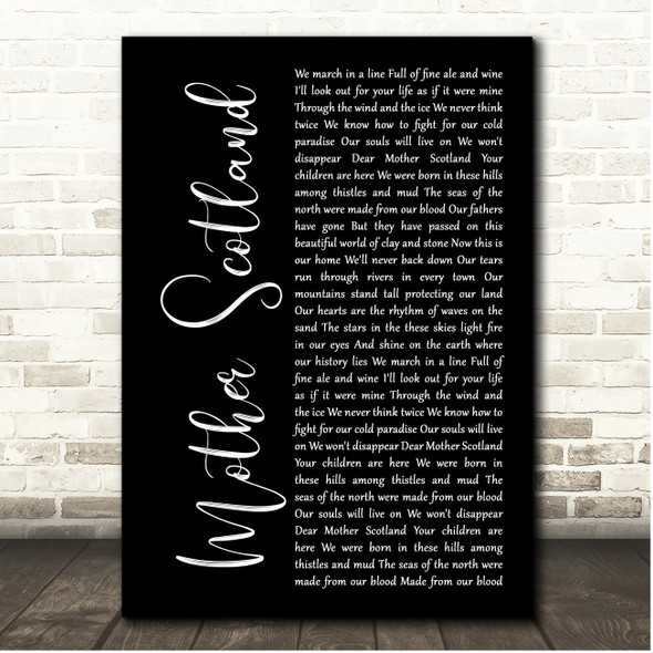 James Beeny & Gina Georgio Mother Scotland Black Script Song Lyric Print