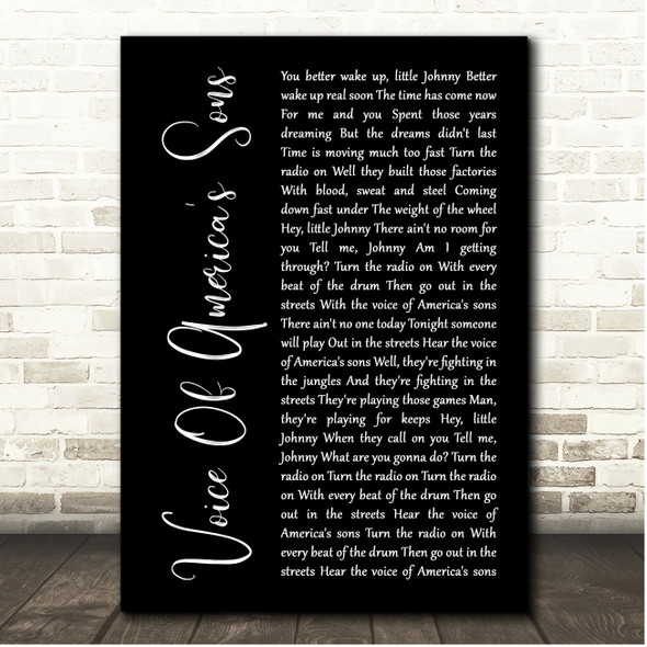 John Cafferty & The Beaver Brown Band Voice Of America's Sons Black Script Song Lyric Print