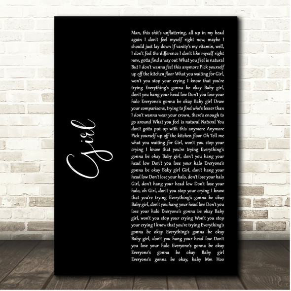 Maren Morris GIRL Black Script Song Lyric Print