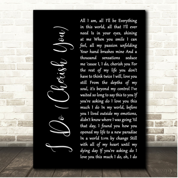 Mark Wills I Do (Cherish You) Black Script Song Lyric Print