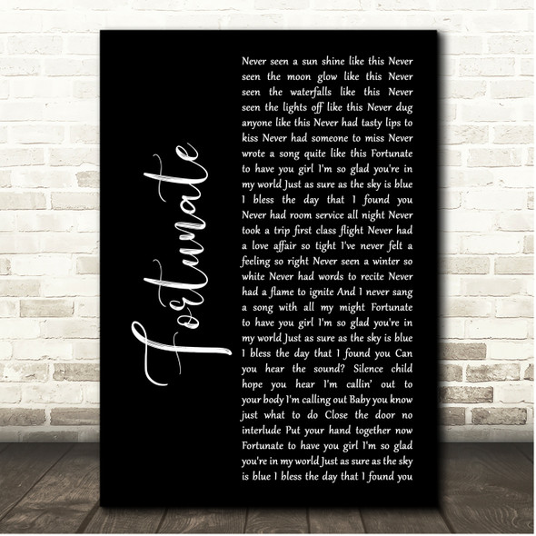 Maxwell Fortunate Black Script Song Lyric Print