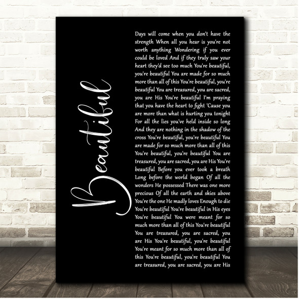MercyMe Beautiful Black Script Song Lyric Print