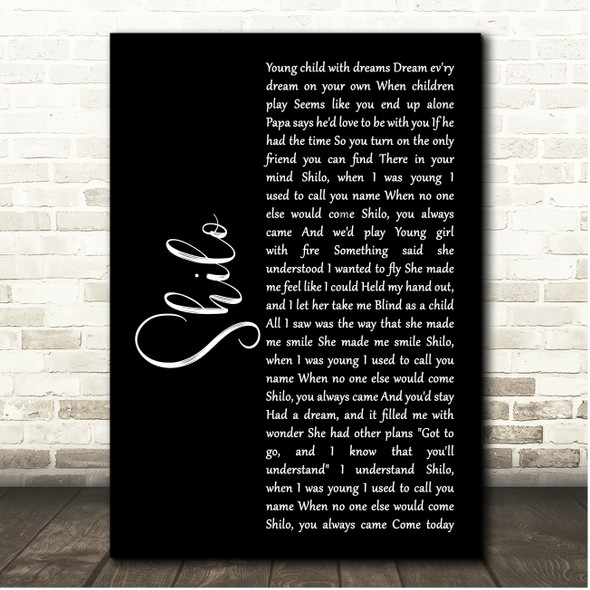 Neil Diamond Shilo Black Script Song Lyric Print