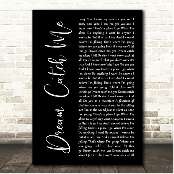 Newton Faulkner Dream Catch Me Black Script Song Lyric Print