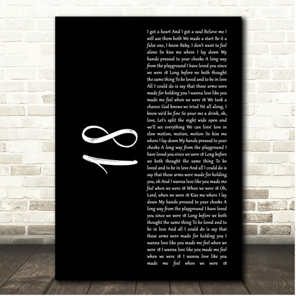 One Direction 18 Black Script Song Lyric Print