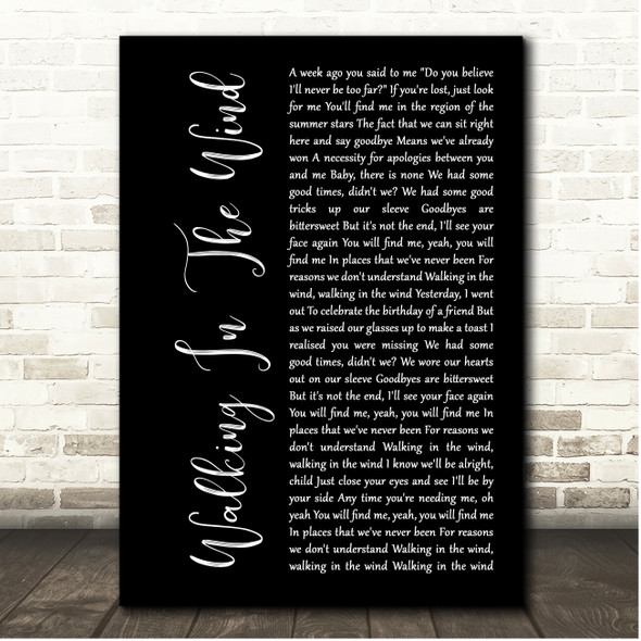 One Direction Walking In The Wind Black Script Song Lyric Print