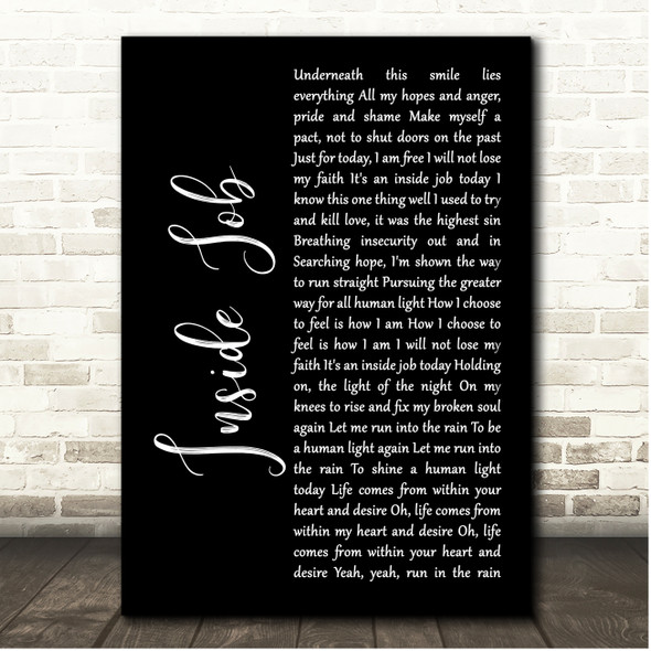 Pearl Jam Inside Job Black Script Song Lyric Print
