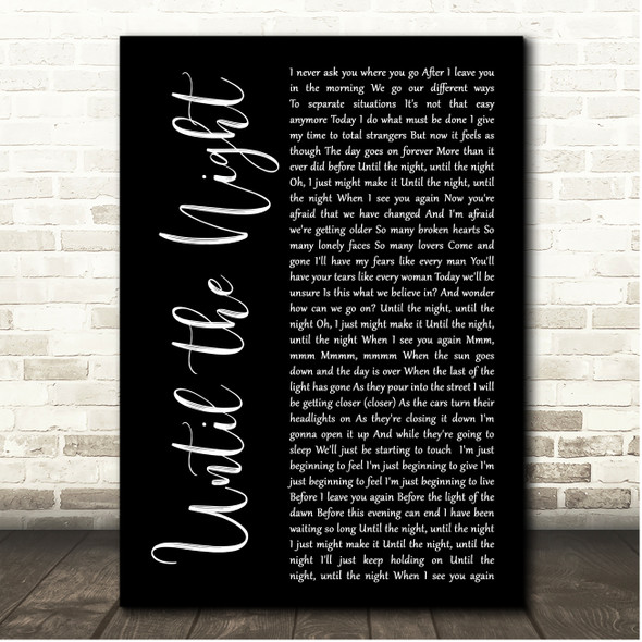 Billy Joel Until the Night Black Script Song Lyric Print