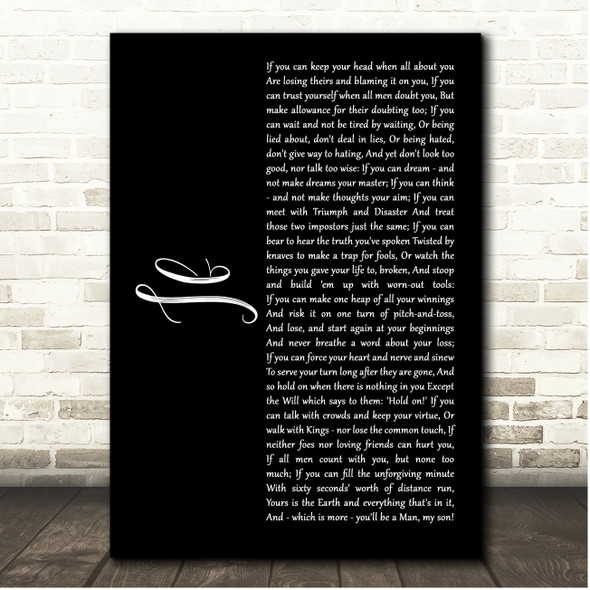 Rudyard Kipling If Black Script Song Lyric Print