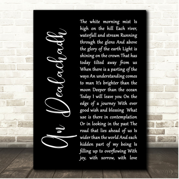 Runrig An Dealachadh Black Script Song Lyric Print