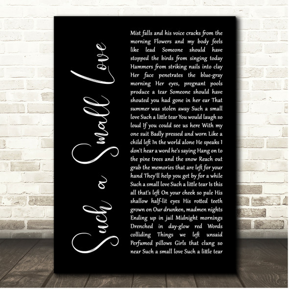 Scott Walker Such a Small Love Black Script Song Lyric Print