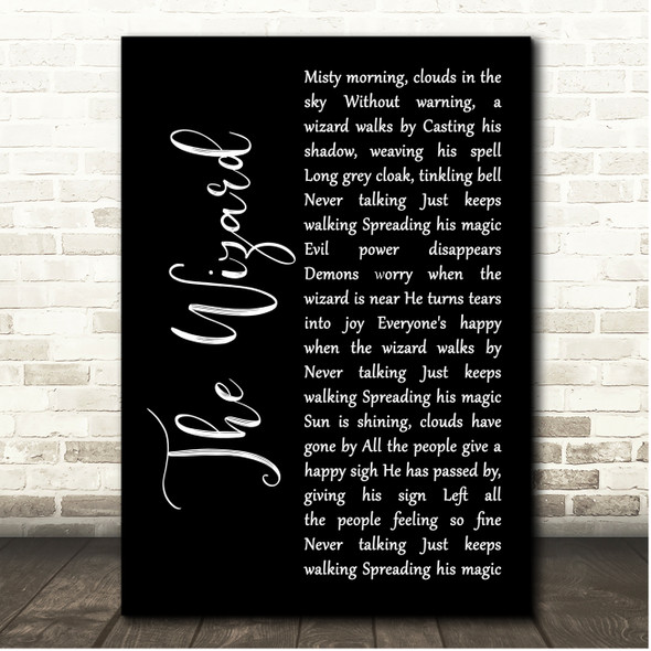 Black Sabbath The Wizard Black Script Song Lyric Print