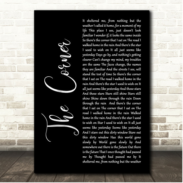 Staind The Corner Black Script Song Lyric Print