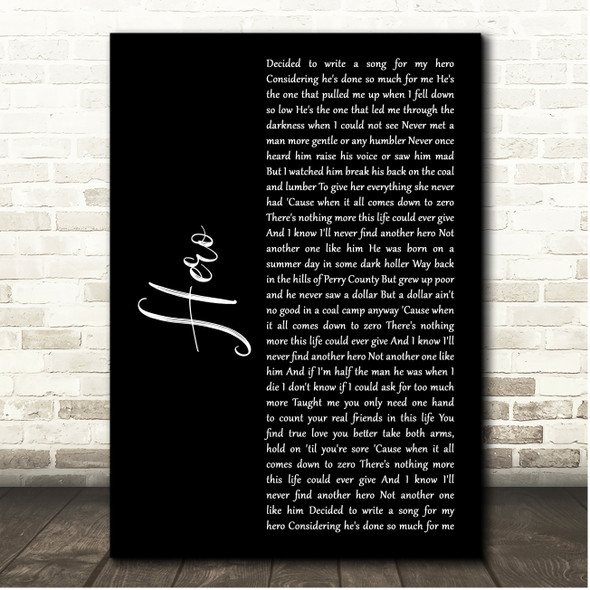 Sturgill Simpson Hero Black Script Song Lyric Print