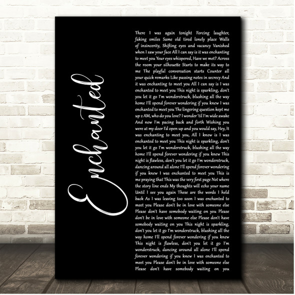 Taylor Swift Enchanted Black Script Song Lyric Print