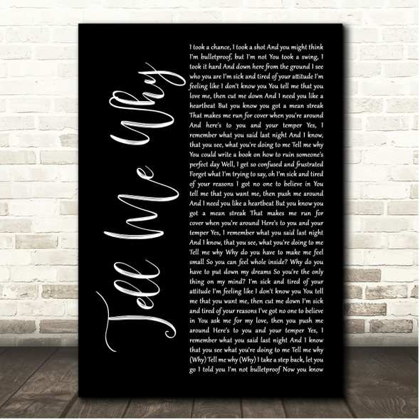 Taylor Swift Tell Me Why Black Script Song Lyric Print