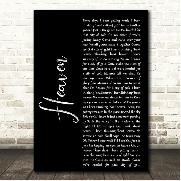 Blanca Heaven Black Script Song Lyric Print