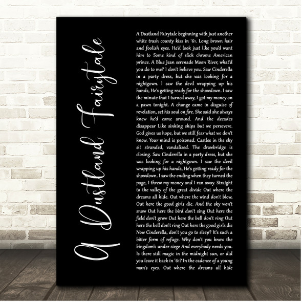 The Killers A Dustland Fairytale Black Script Song Lyric Print