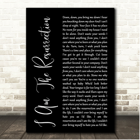 The Stone Roses I Am The Resurrection Black Script Song Lyric Print