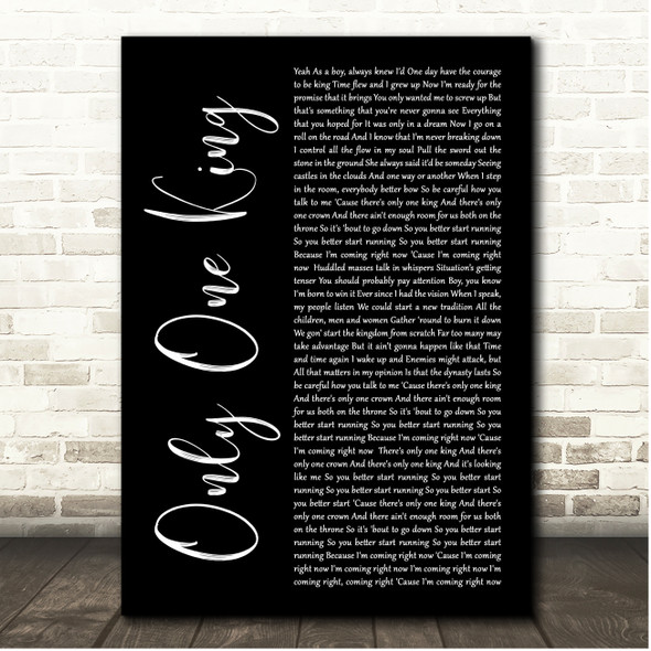 Tommee Profitt Only One King Black Script Song Lyric Print