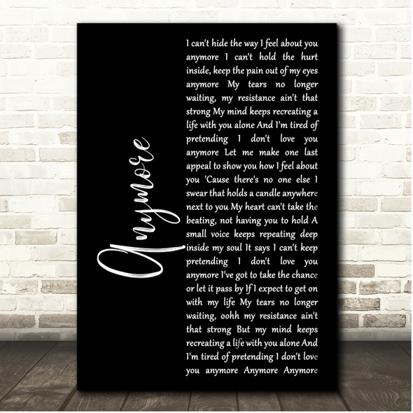 Travis Tritt Anymore Black Script Song Lyric Print