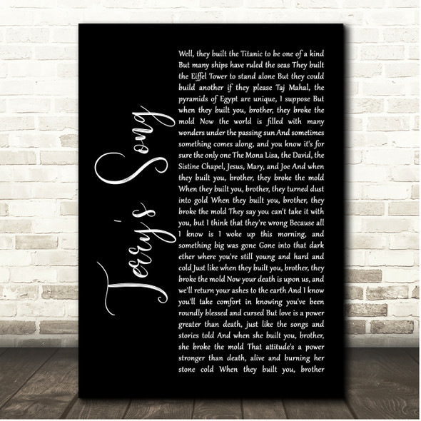 Bruce Springsteen Terry's Song Black Script Song Lyric Print