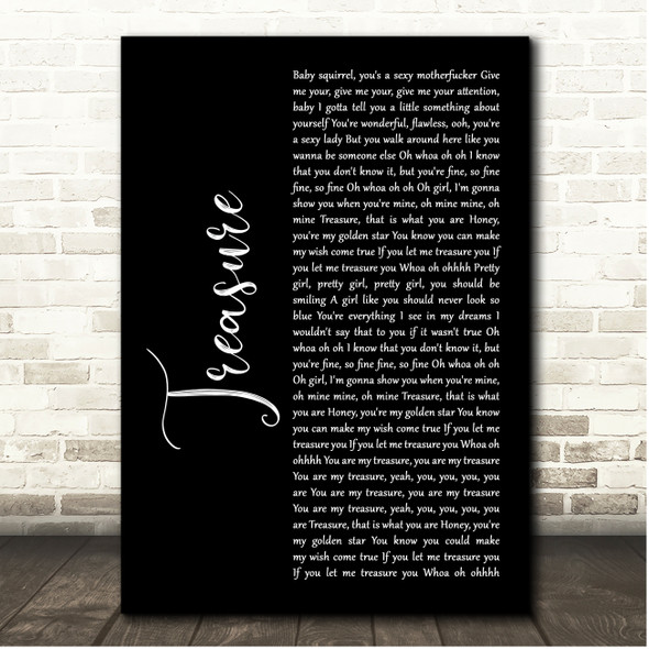 Bruno Mars Treasure Black Script Song Lyric Print