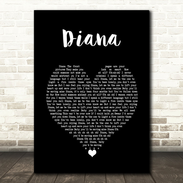 One Direction Diana Black Heart Song Lyric Music Art Print