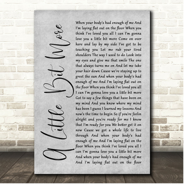 Dr. Hook A Little Bit More Grey Rustic Script Song Lyric Print