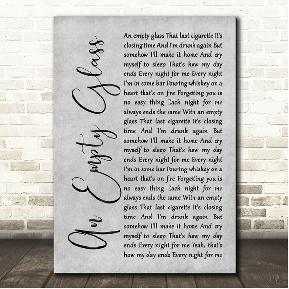 Gary Stewart An Empty Glass Grey Rustic Script Song Lyric Print