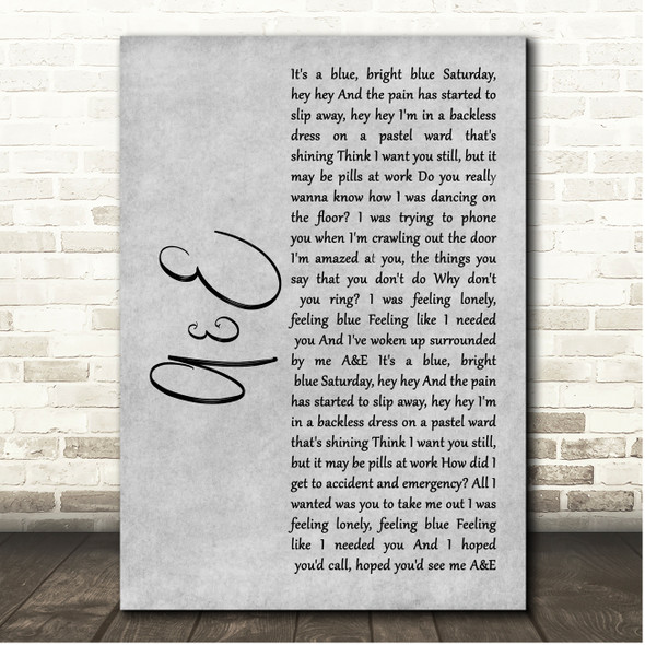 Goldfrapp A&E Grey Rustic Script Song Lyric Print