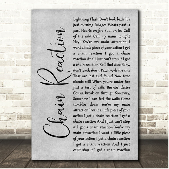 John Cafferty & The Beaver Brown Band Chain Reaction Grey Rustic Script Song Lyric Print