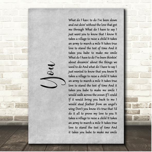 Black Stone Cherry You Grey Rustic Script Song Lyric Print