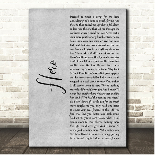 Sturgill Simpson Hero Grey Rustic Script Song Lyric Print