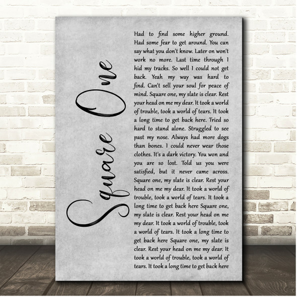 Tom Petty Square One Grey Rustic Script Song Lyric Print