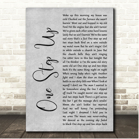Bruce Springsteen One Step Up Grey Rustic Script Song Lyric Print