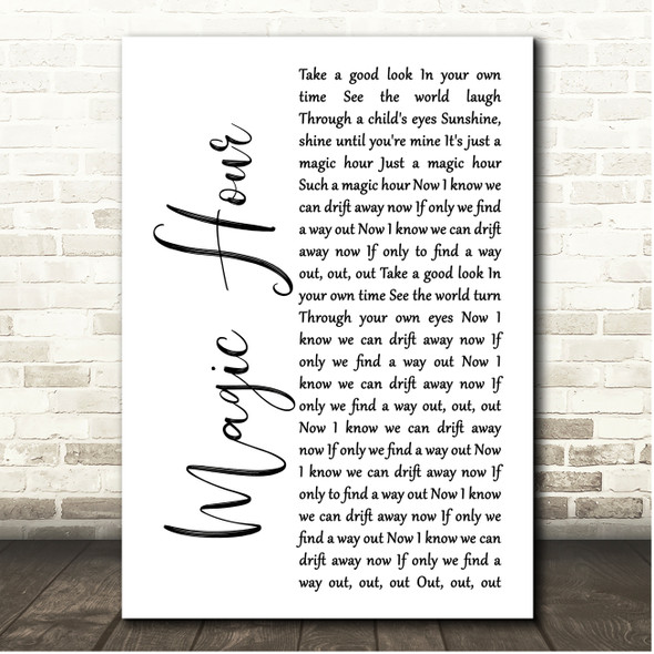Cast Magic Hour White Script Song Lyric Print