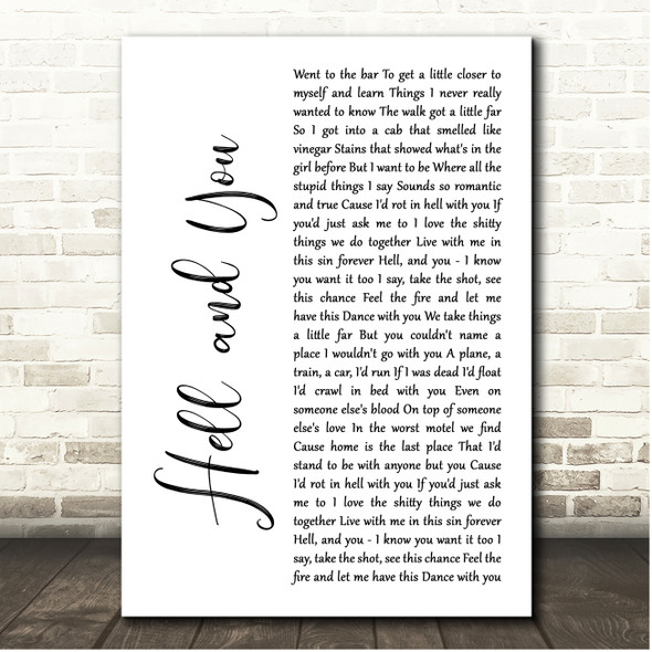 Amigo the Devil Hell and You White Script Song Lyric Print