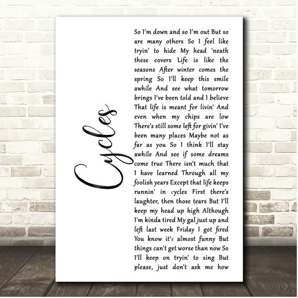 Frank Sinatra Cycles White Script Song Lyric Print