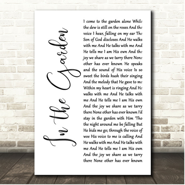 Anne Murray In The Garden White Script Song Lyric Print