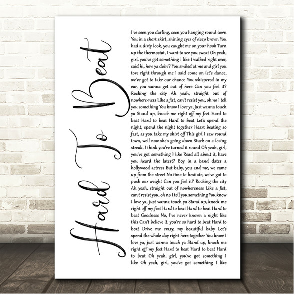 Hard-Fi Hard To Beat White Script Song Lyric Print
