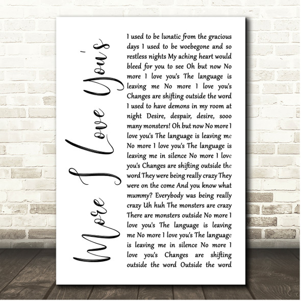 Annie Lennox No More I Love You's White Script Song Lyric Print