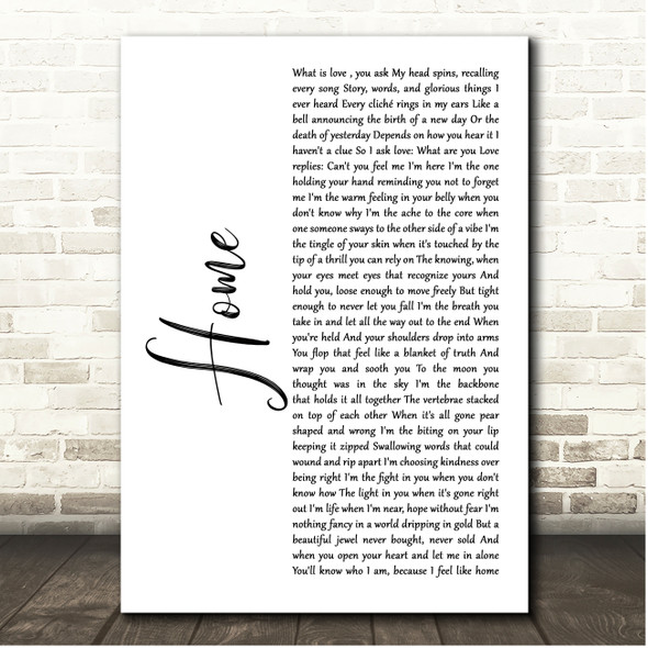 Imelda May Home White Script Song Lyric Print