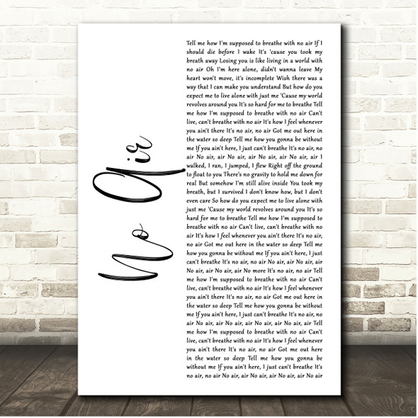 Jordin Sparks & Chris Brown No Air White Script Song Lyric Print