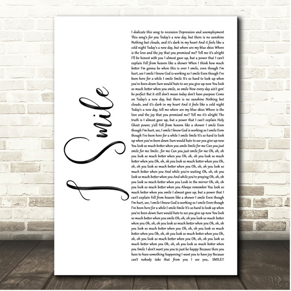 Kirk Franklin I Smile White Script Song Lyric Print