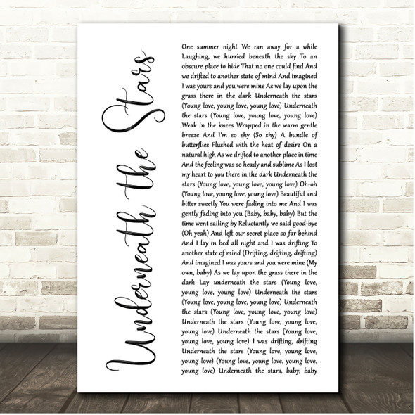 Mariah Carey Underneath the Stars White Script Song Lyric Print