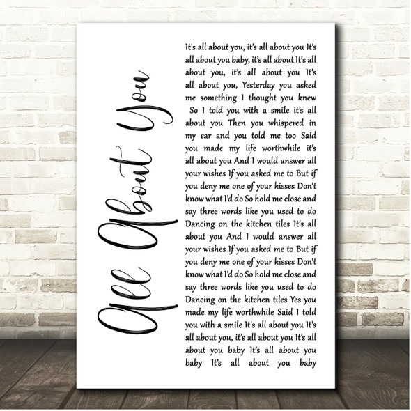 McFly All About You White Script Song Lyric Print