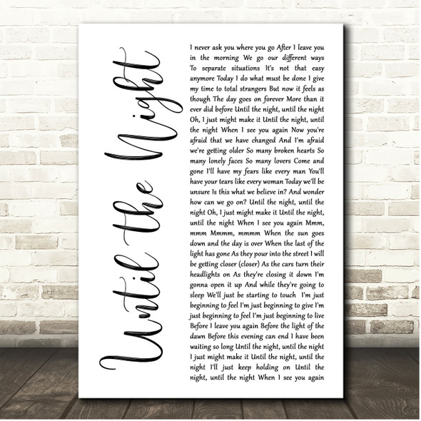 Billy Joel Until the Night White Script Song Lyric Print